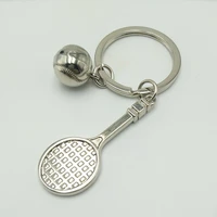 hot creative mini metal tennis racket keychain baseball keychain car pendant small gifts