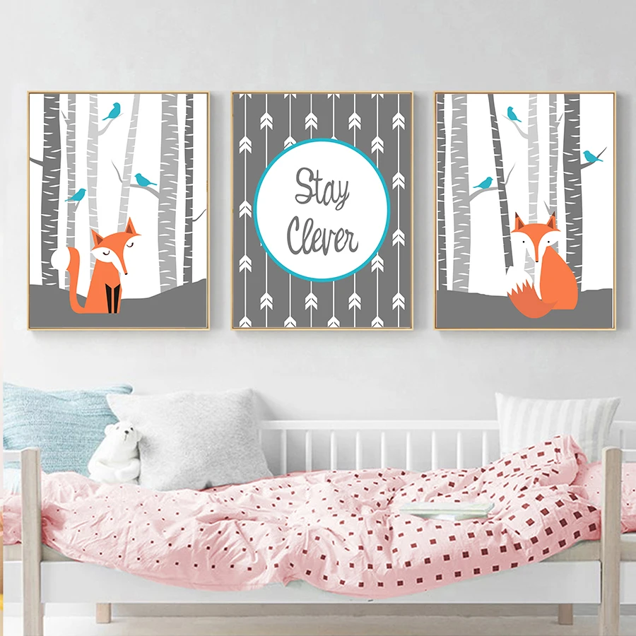 Детская Wall Art Холст постер абстрактный Рисунок мультфильм Животные изображение