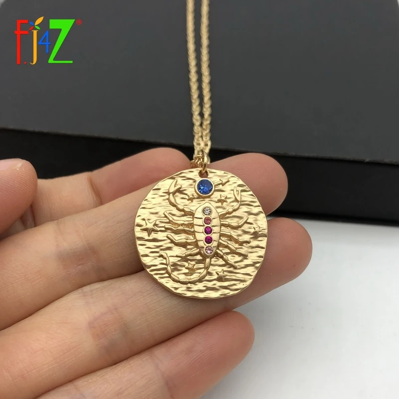 F. J4Z, хит, ожерелье с подвеской в виде зодиака 12, винтажное, матовое, золотого цвета, сплав, Знак зодиака, ожерелье, ювелирные изделия для мужчин и женщин
