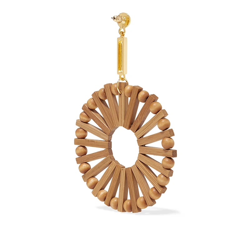 Ротанговая оплетка висячие серьги модные геометрические ручной работы полые