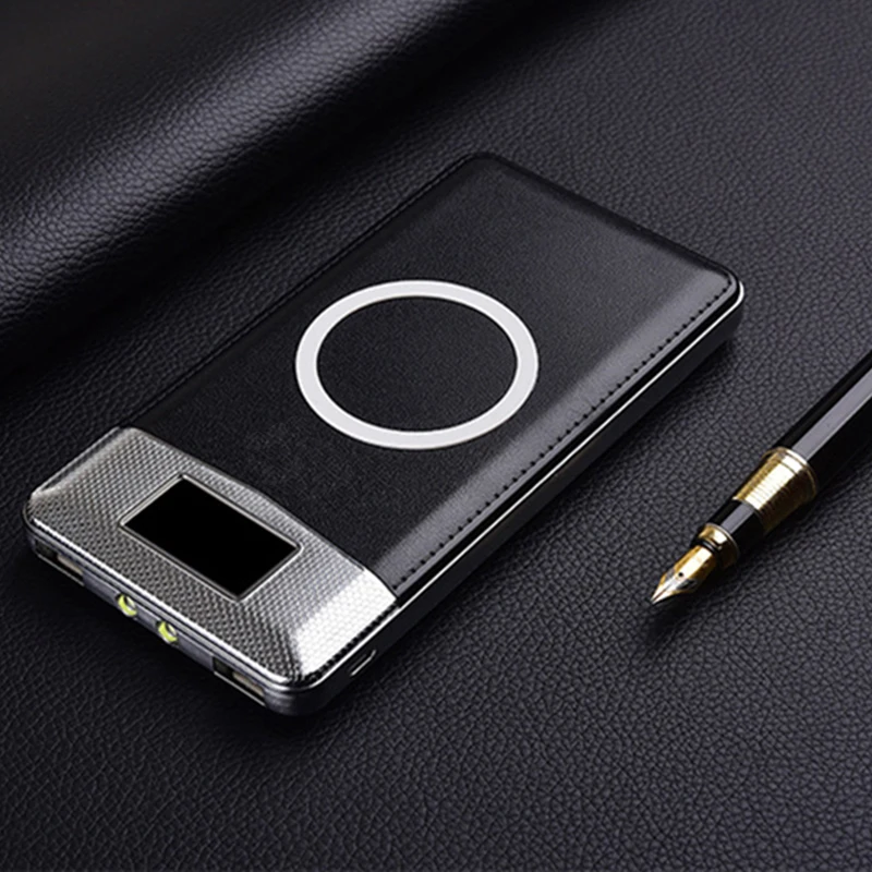 Беспроводное зарядное устройство Qi портативное Внешнее с двумя USB портами для