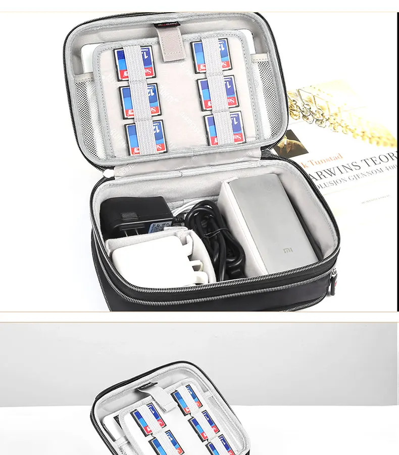 BUBM Расширение емкости power bank сумка органайзер чехол для цифровой приемной посылка адаптер Держатель Сумочка органайзер для путешествий Черный