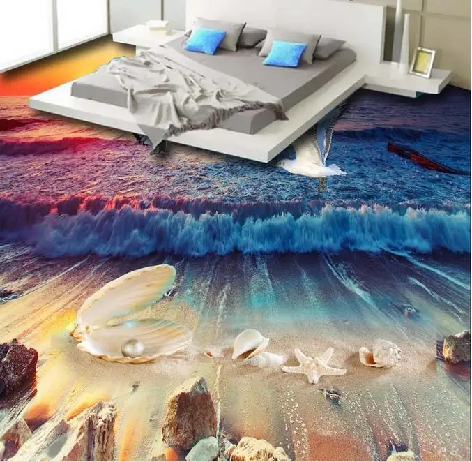 3d Настенные обои напольное покрытие Пляжная раковина водонепроницаемые для