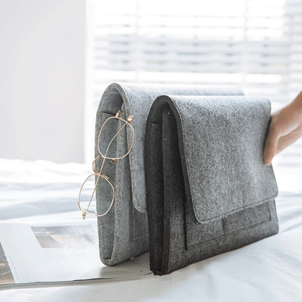 

Home Felt Hanging Storage Bags Bedside Pocket Sofa Hanging Bag Organizer Book Magazine Sundries Table Storage Pouch 32CM*10CM