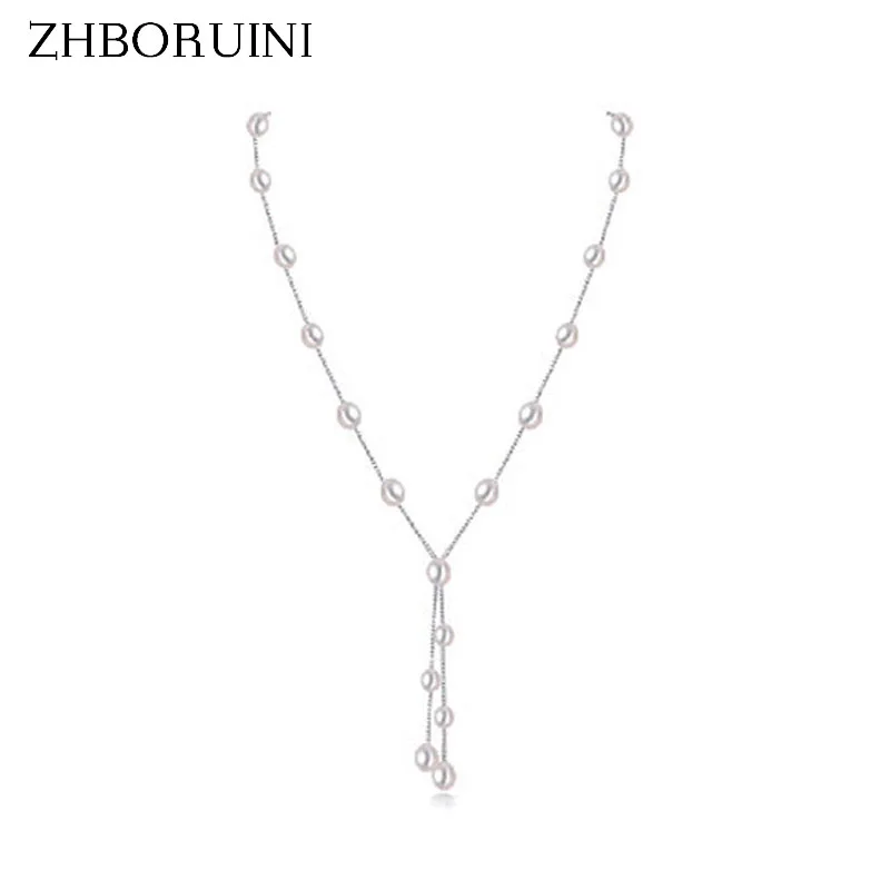Модное жемчужное ожерелье ZHBORUINI 2019 жемчужные ювелирные изделия серебро 925 пробы