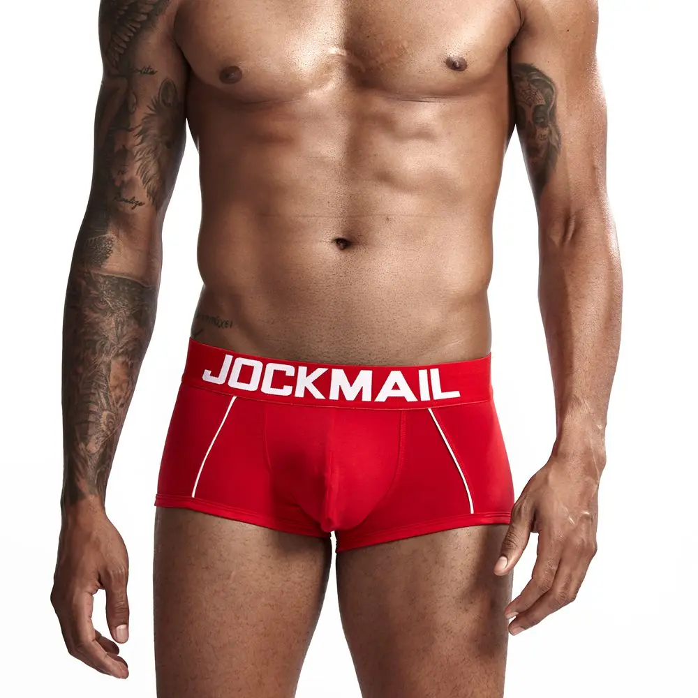 Бренд jockmail Горячая Мужское нижнее белье; трусы-боксеры; Соблазнительные однотонные хлопковые Для мужчин дышащие трусы-боксеры трусы