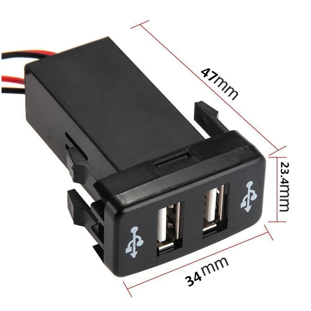 1 шт. для Toyota 12 24 В автомобильный адаптер с двумя USB портами зарядное устройство