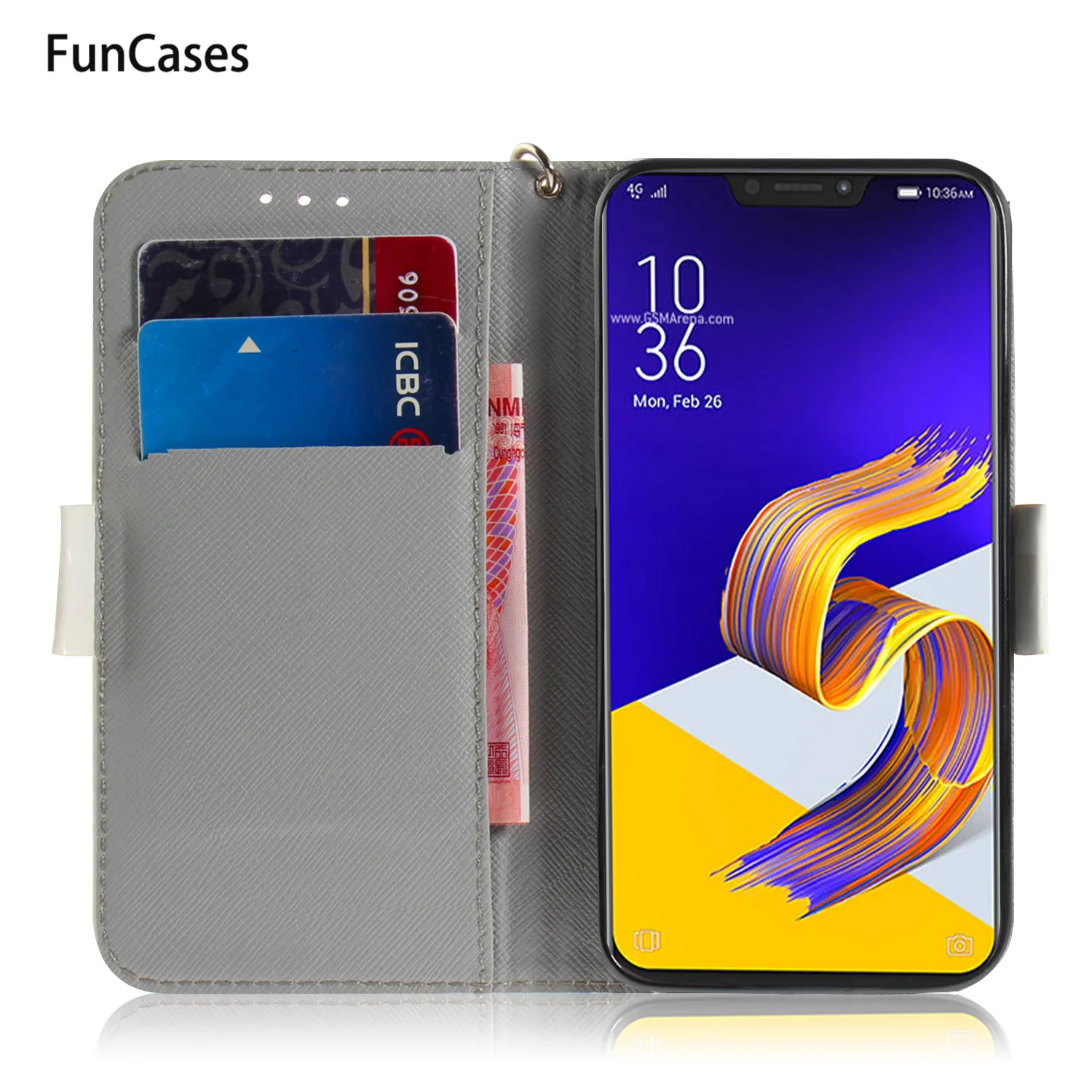 Чехол книжка из искусственной кожи для Asus ZB570TL белая кошечка СПС Zenfone ZC520TL ZC554KL ZB555KL