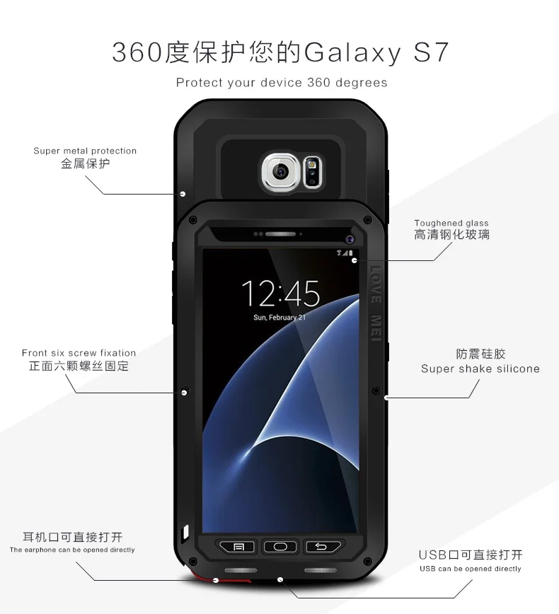 Водонепроницаемый металлический чехол LOVE MEI для SAMSUNG Galaxy S10 S8 S9 S20 Plus Note 10 9 8 A3 A5 2017 A6