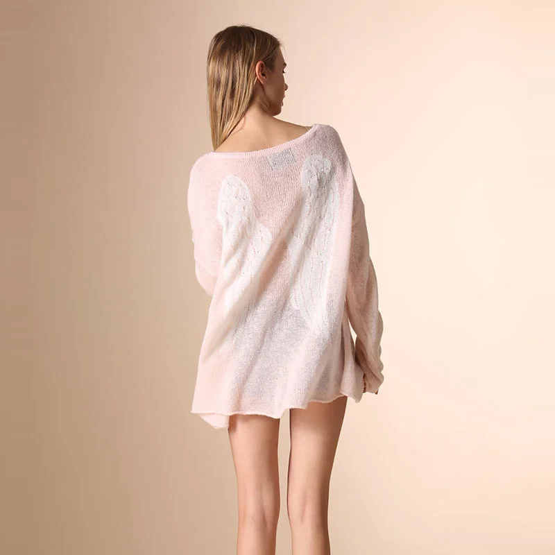 Европейский Стиль женская одежда Классический бренд свободные Ангел свитер с