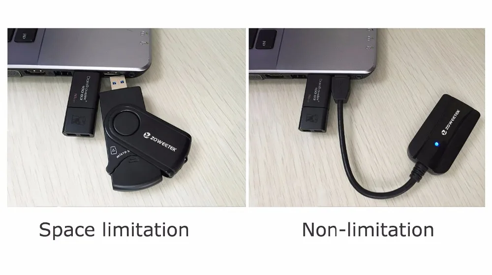 Подлинная Zoweetek ZW-CR02 USB 3,0 4 слота SD кард-ридер с двумя SD портами и двумя Micro SD портами