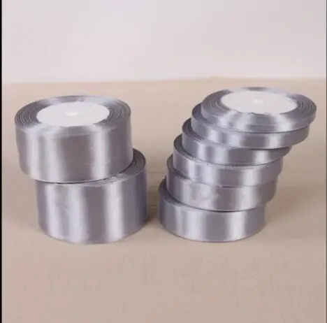 25 ярдов Серая шелковая атласная лента свадебное украшение для дома подарок