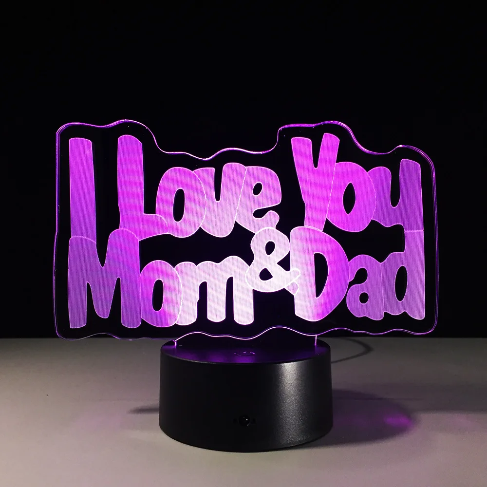 I Love Mom (Я люблю маму) с принтом Я папу 3D светодиодный светильник лучший подарок для