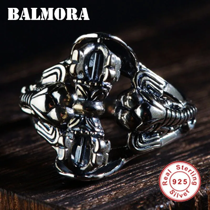 BALMORA 925 пробы серебряные Vajra кольца со слонами для мужчин винтаж животное тайское серебрянное кольцо модные украшения Anillos SY20892