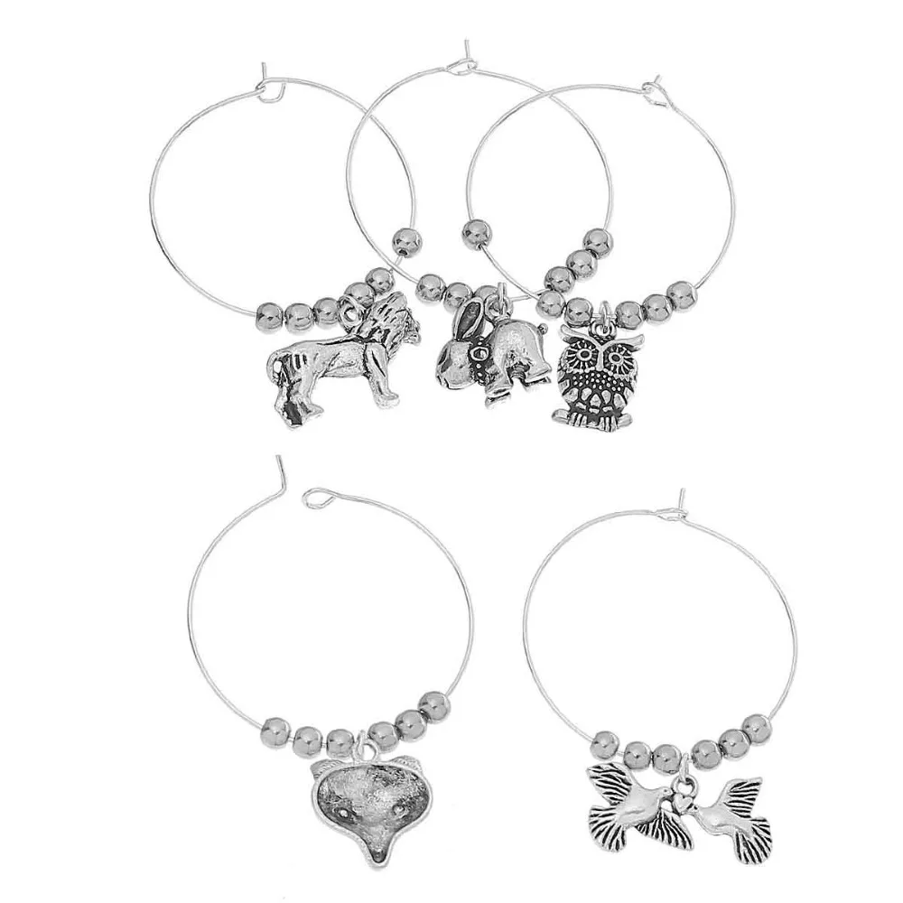 DoreenBeads Круглый Сплав винный стеклянный знак настольные украшения изящный бокал