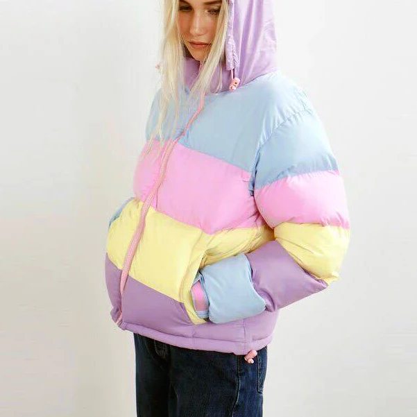 Lazy Oaf Маскарона мороженое Цвет теплый хлопок Радуга пальто jaqueta feminina Inverno casaco Feminino