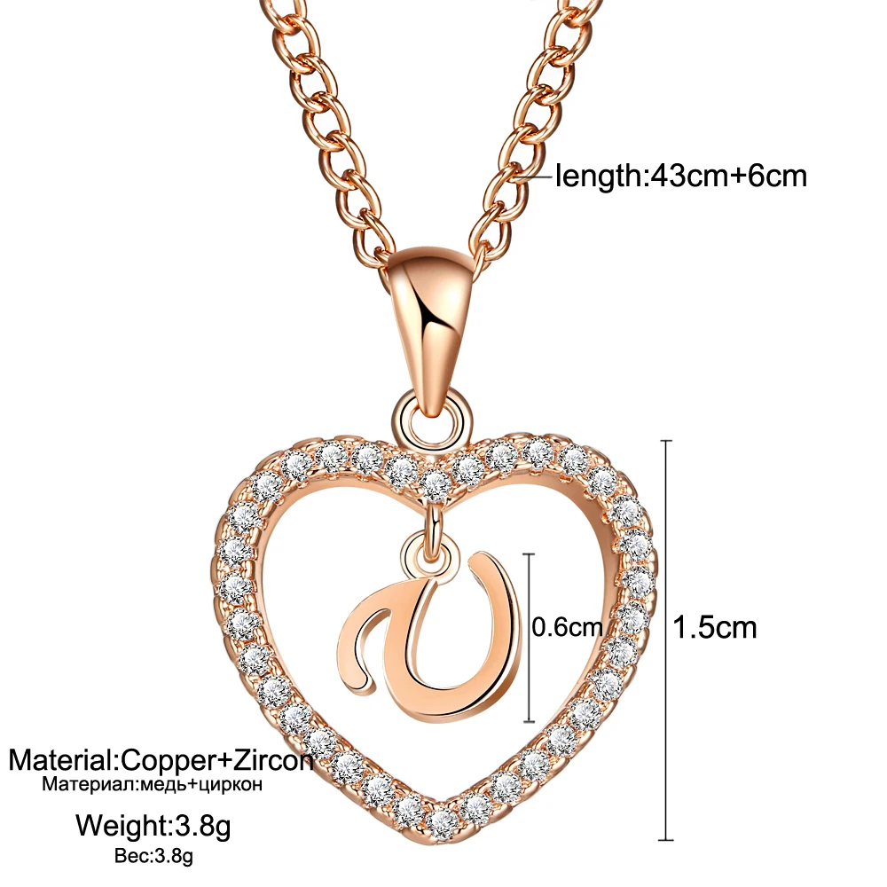 IF ME Capital Initial Letter U Heart Crystal CZ Женские Подвески эффектные ожерелья и подвески