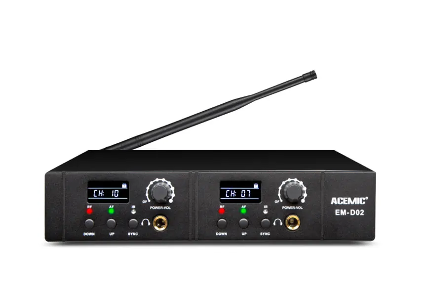 Выпуск Acemic EM-D02 Двухканальный беспроводной монитор в уши система поясной микрофон для выступления на сцене конференции