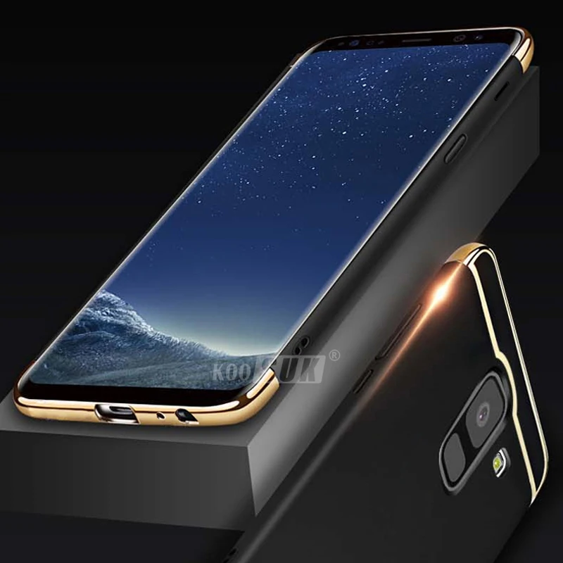 3-в-1 Жесткий Чехол для samsung J4 J6 плюс Модные Позолоченные границы задняя крышка для samsung Galaxy J6 J4 Plus чехол для телефона