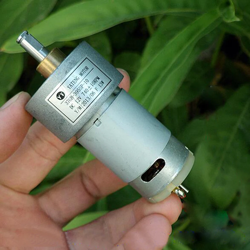 37 гб-395, редукторный двигатель 37 мм, постоянный ток 12 в, 0,14 а, 740 об/мин, двигатель с большим крутящим моментом, редукторный двигатель, щеточный двигатель, безщеточный редуктор 1:10