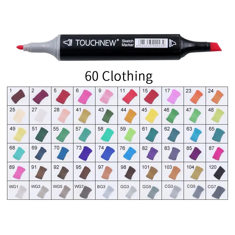 black 60 Clothing Touchnew Набор цветных копировальных маркеров спиртовые ручки, маркеры для рисования товары для рукоделия кисть манга для рисования акриловый дизайнерский набор ручек для студентов - Цвет: black 60 Clothing