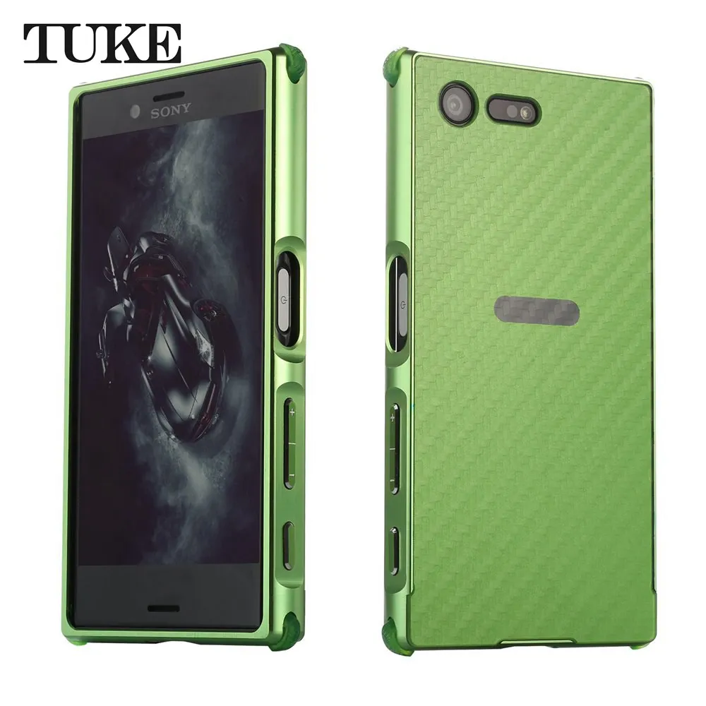 Чехол TUKE для sony XZ Premium, металлическая рамка для sony xperia XZ Premium G8142 G8141, Жесткий Чехол из волокна для sony E xperia XZ Premium - Цвет: Зеленый