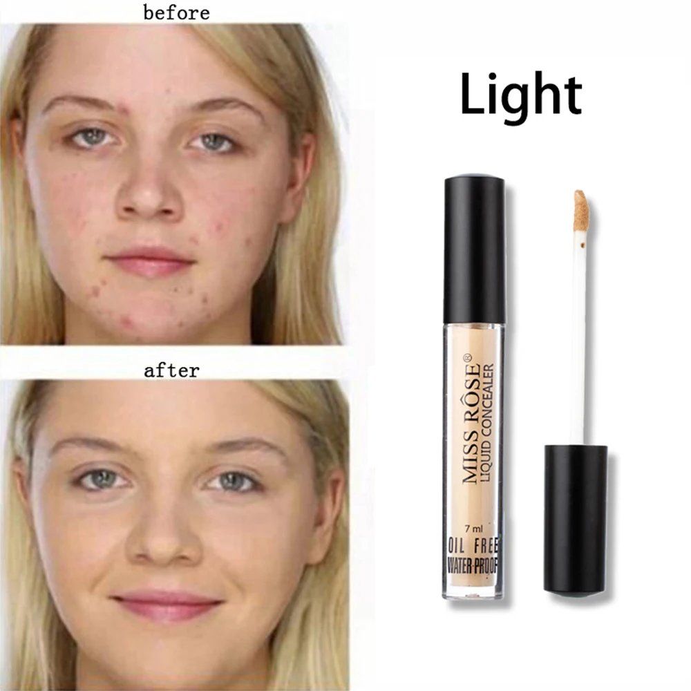 light MISS ROSE жидкий консилер основа для макияжа лица тональный крем Темный корректор кругов покрытие веснушек следы акне водонепроницаемый макияж TSLM2 - Цвет: light