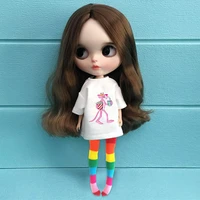 2pcsset 30cm blyth doll clothes fashion t shirt jeans stockings socks for barbi shirt for 16 doll clothing accessories