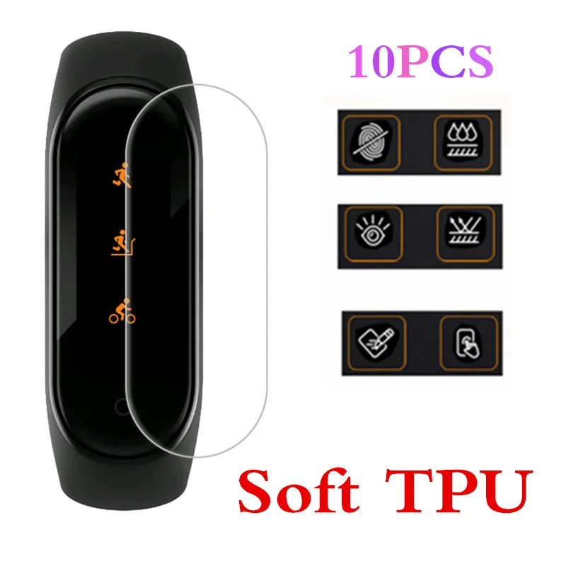 10 ⑤ упак. для Xiaomi Mi Band 4 защитная пленка Мягкий ТПУ экран умный Браслет полная