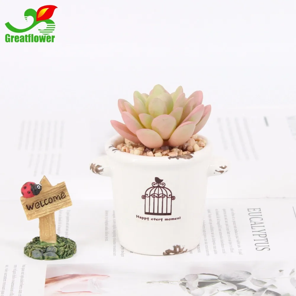 Artificial succulent adorable plant-formed mini ornaments fake flowers PVC material party decor | Дом и сад