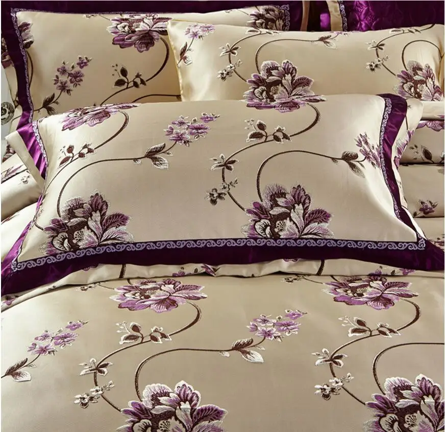 Европа благородное жаккардовое атласное постельное белье Король queen Размер 4/6 шт.