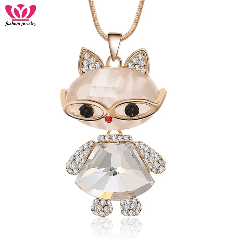 

Shiny Full Crystal Cute Cat Necklace Pendant For Women Girls Trendy Style Jewelry Animal Necklace Christmas Gifts Dropshipping