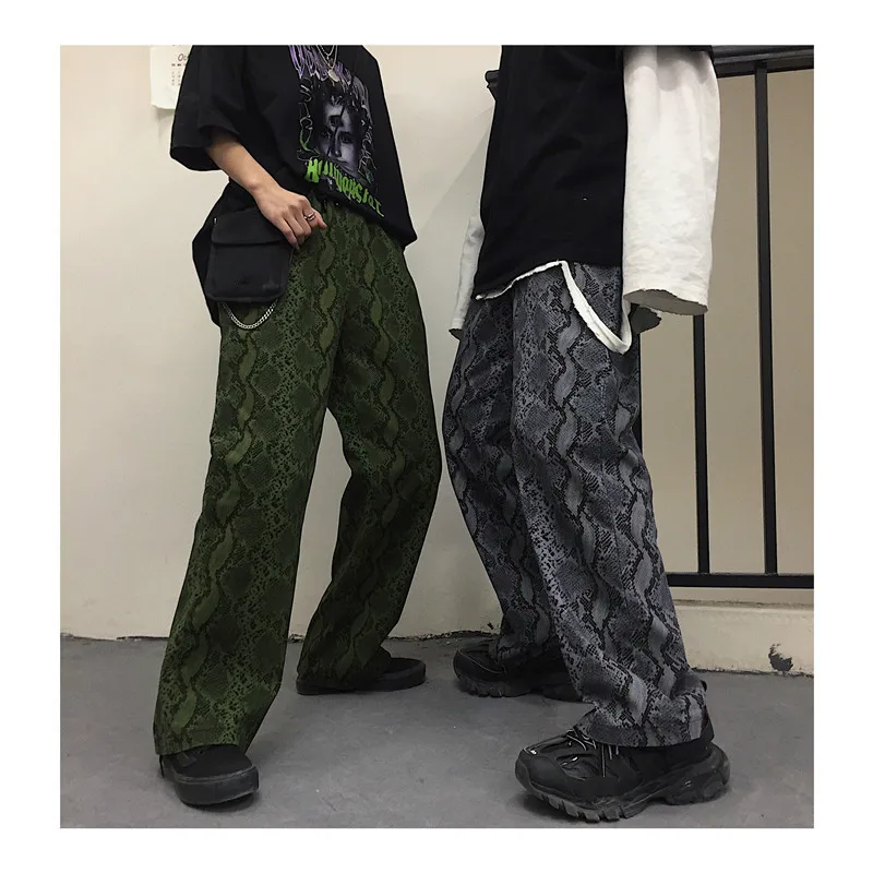 Neploe, Осенние винтажные женские штаны, эластичная талия, Harajuku, змеиный принт, женские, мужские, уличные, BF стиль, длинные штаны, 38977