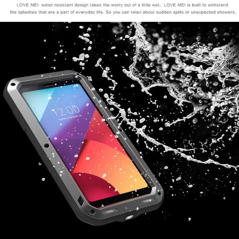 Чехол для LG G6 G5 G4 G3 V20 V10 Оригинал LOVE MEI алюминиевый металл + стекло Gorilla Shock Drop