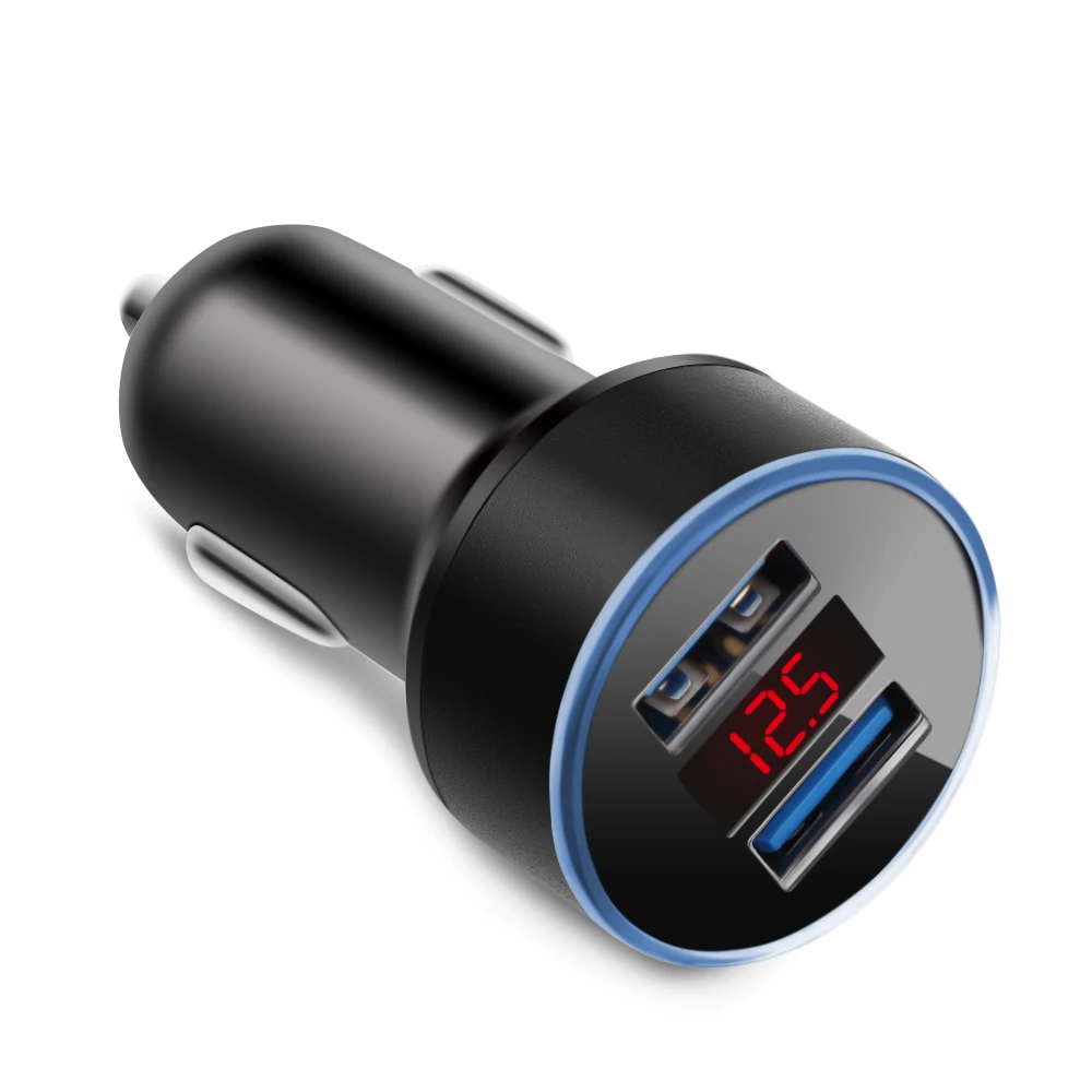 12V-24V Car Charger Voltage Display Splitter Cigarette Lighter Socket Fast on USB Quick Charge Adapter Auto Accessories | Автомобили и