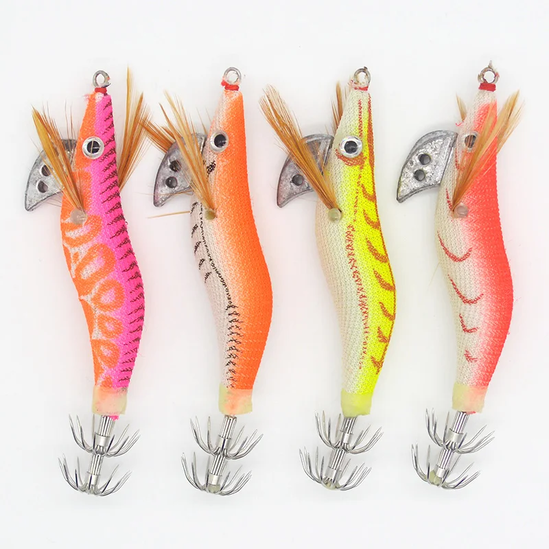 Световой крючки для кальмара 4 шт./компл. смешанные Цвет свечение деревянная