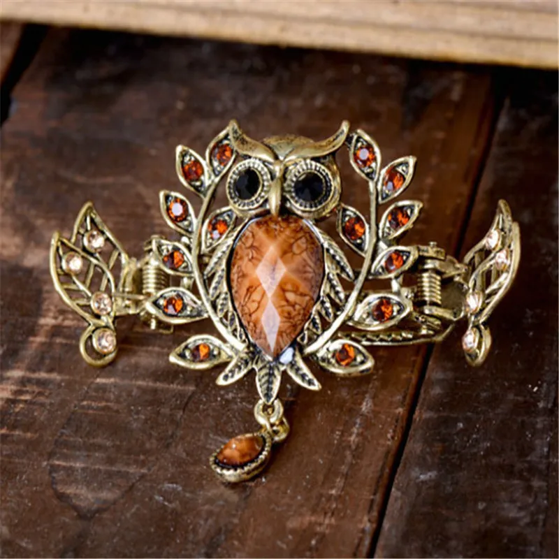 Заколка для волос с изображением красивой совы украшение металлическая