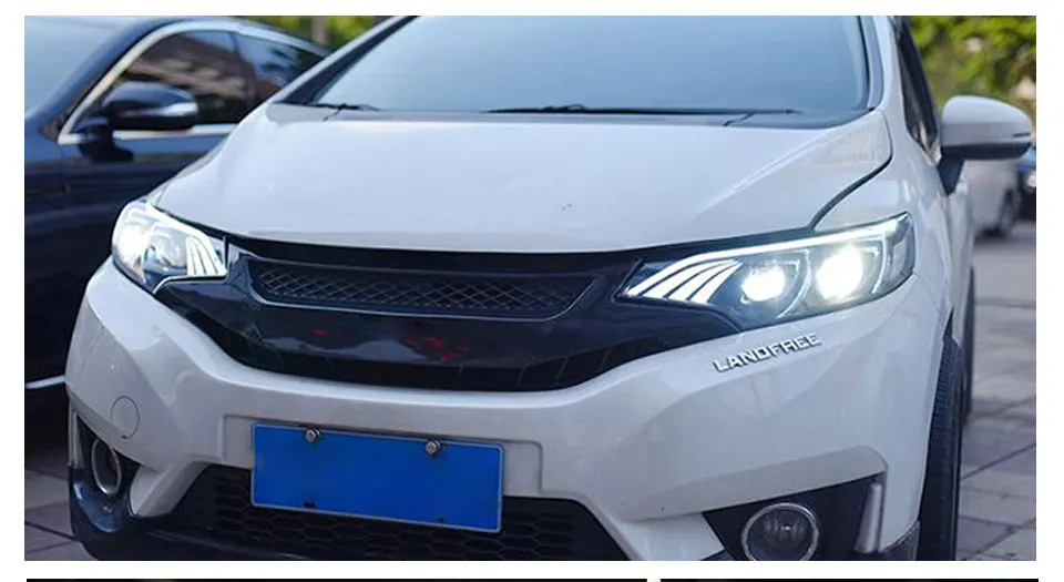 AcooSun светодиодный автомобильный фары в сборе для Honda Fit/JAZZ светодиодный Demon Eyes DRL указатели поворота объектив проектора