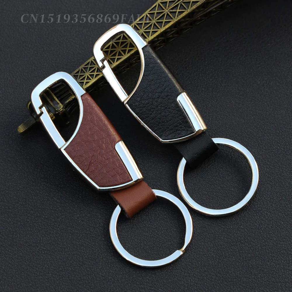 Автомобильный стильный новый модный мужской кожаный металлический брелок для