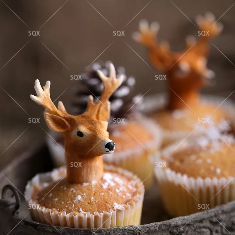 3D Рождество в форме оленя Fondant (сахарная) торта Формы для выпечки инструменты