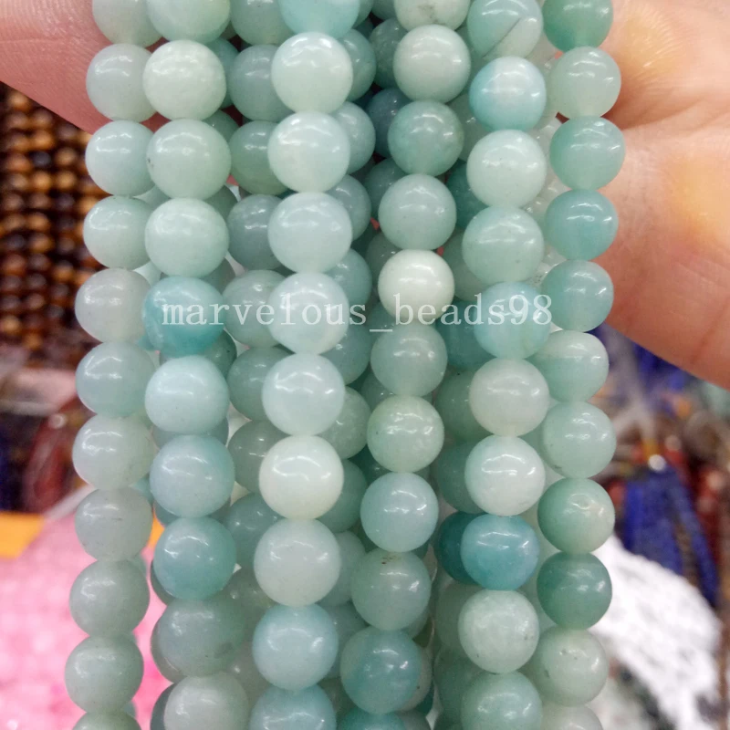 

Free shippping jewelry 8mm Natural Amazonite Round Globe Loose Beads Jewelry 15.5" G6968