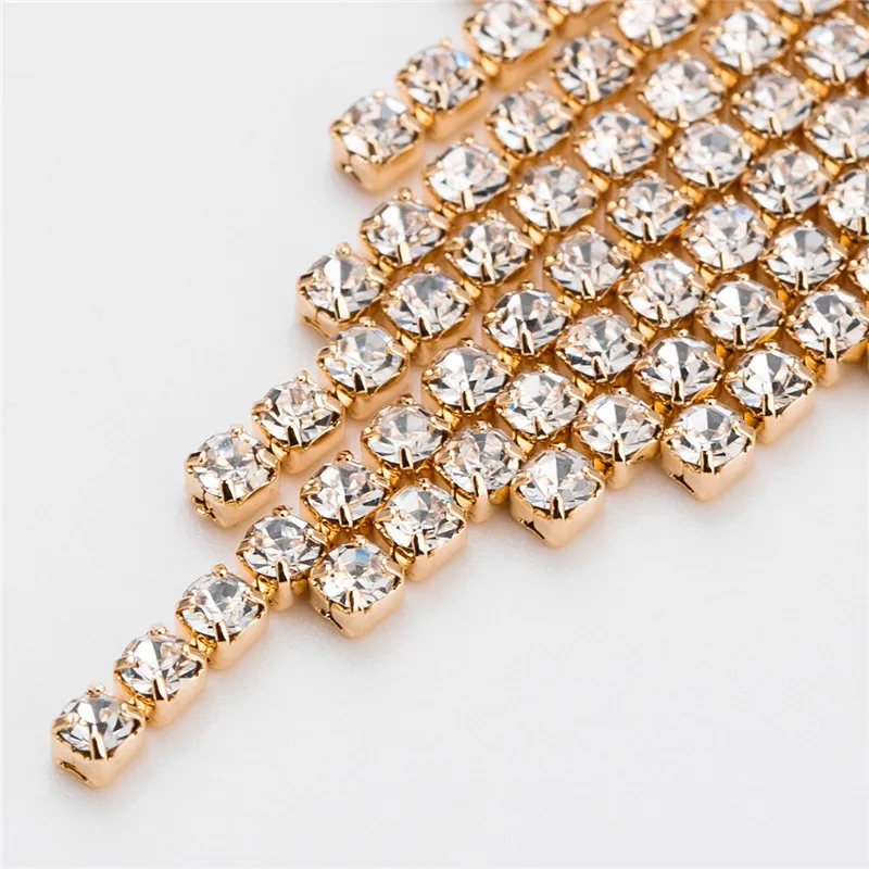 

New Arrive Luxury Shiny Rhinestone Heart Tassel Earring For Womens Fashion Statement Earrings Bridal Rhinestone Dangle Earring