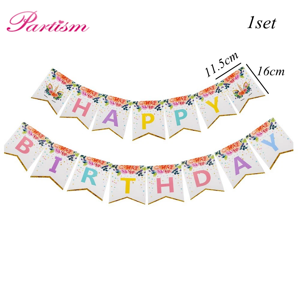 1 Set Happy Birthday Unicorn Disposable Tableware Paper Cup/Plate Banner Table Decoration Party Supplies | Дом и сад