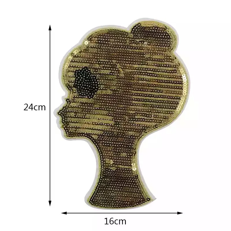 1pc Large Beauty Alien sequined embroidery patch clothes decorative dress appliques DIY Lady Girl Head patches Iron on | Дом и сад