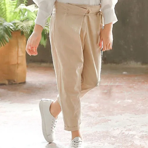 light khaki pants Школьные брюки для девочек; коллекция года; сезон осень-весна; брюки до щиколотки для девочек-подростков; детские брюки; хлопковая одежда цвета хаки - Color: light khaki pants