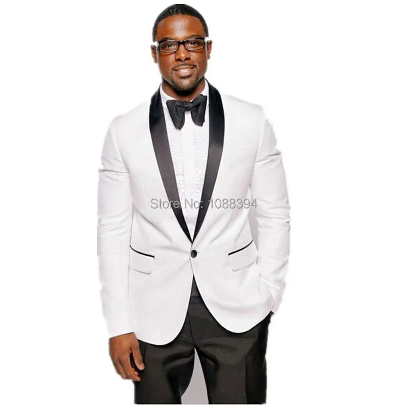 

Hot Selling Men Wedding Suit White Tailor Made Suit Groom Tuxedos High Quality One Button Tuxedos For Men Jacket+pant+bow