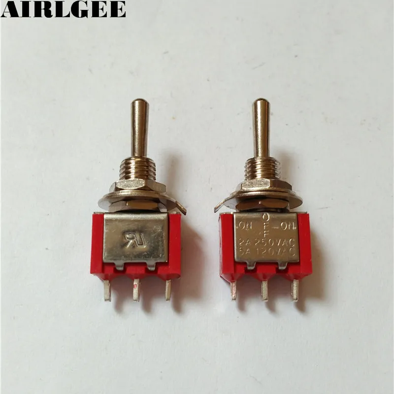 SPDT ВКЛ-ВЫКЛ-ВКЛ 3 позиционный Мгновенный электрический тумблер AC 120V 5A красный 2 шт