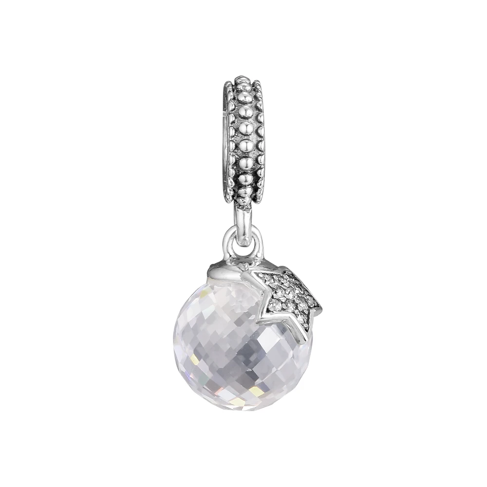 CKK Beads Charms Moon &amp Star Clear CZ Silver 925 Original Fits Pandora Bracelet Sterling Jewelry Making Charm Bead | Украшения и