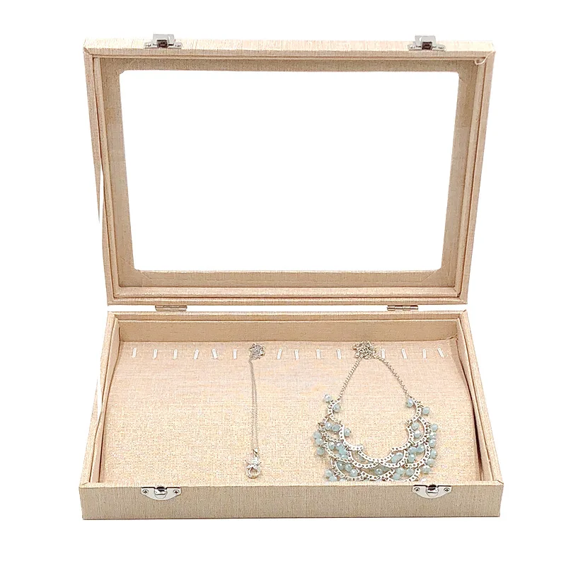 Velvet Carrying Case with Glass Cover Jewelry Ring Display Box Tray Holder Storage Organizer Earrings Bracelet | Украшения и