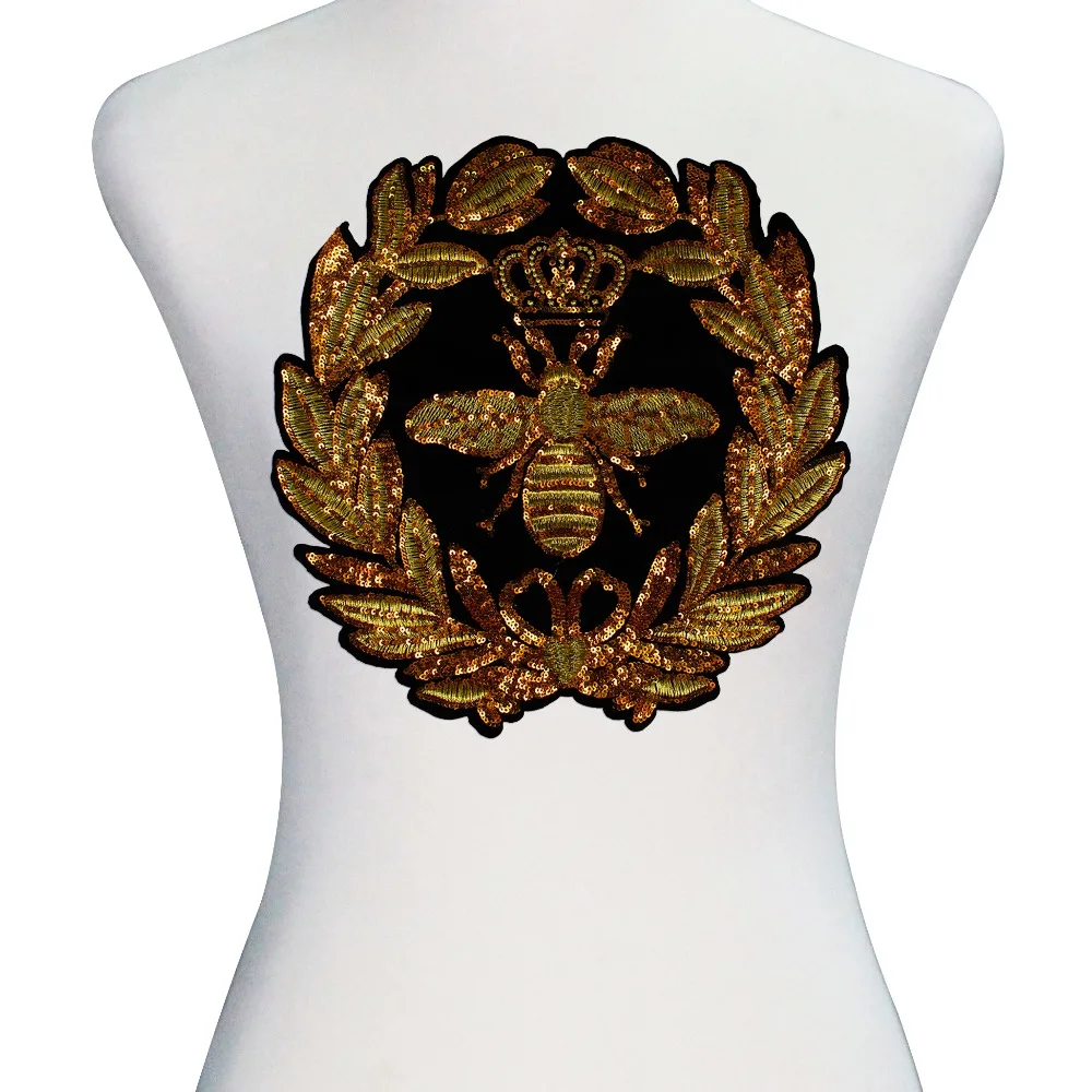 10 шт. венок золотая корона с блестками нашивки пчела вышивка аппликация Одежда